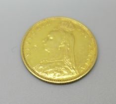 A Victorian 1890 shield back half sovereign