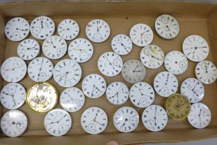 Thirty-four pocket watch movements including Waltham, Vertex and Elgin