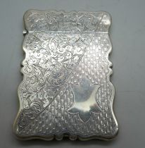 An Edward VII silver card case, Sheffield 1905, by Walker & Hall, 90cm, 73mm x 102mm