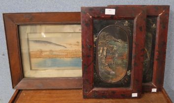 A pair of Japanese panels and a cork diorama