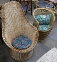 Two Italian style wicker chairs