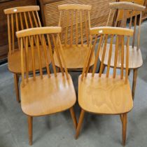 A set of four Scandinavian beech kitchen chairs