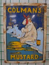An enamel Colman's Mustard sign