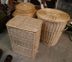Three wicker laundry baskets