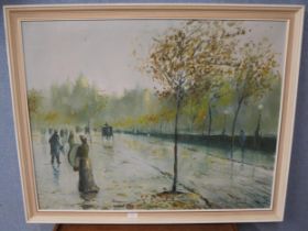 John Bampfield, Parisian street scene, oil on canvas, framed