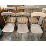 A set of six Victorian elm and beech farmhouse kitchen chairs