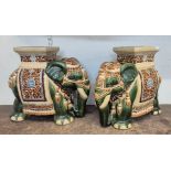 A pair of Oriental elephant shaped porcelain garden seats