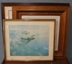 Four Aviation prints including one signed by Sir Douglas Bader