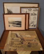 Nottingham interest; two framed photographs and prints