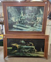 Two Terence Cuneo railway prints, framed