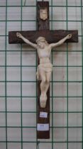 A French wooden and faux crucifix