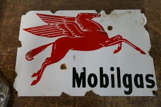 A Mobilgas enamelled advertising sign