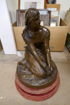 A bronze figure of a seated lady