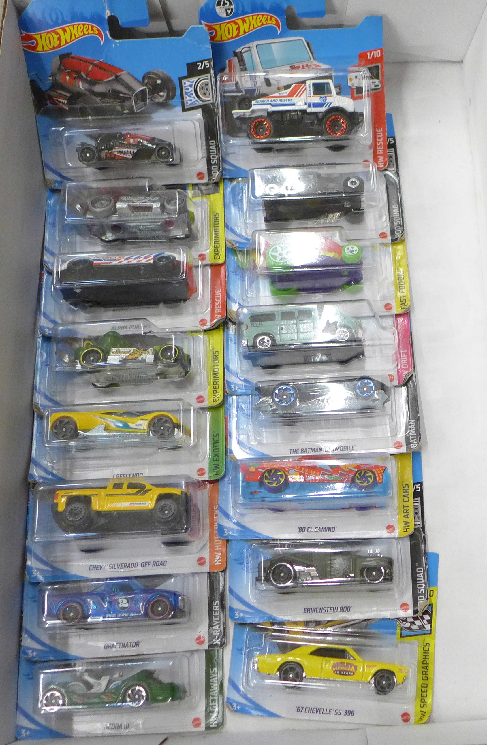 Sixteen Hot Wheels model vehicles in original boxes