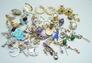 Fifty pairs of costume earrings