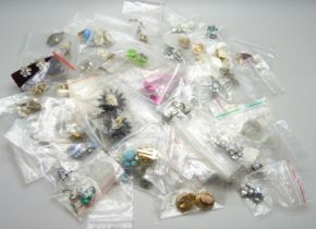 Sixty pairs of vintage clip-on earrings