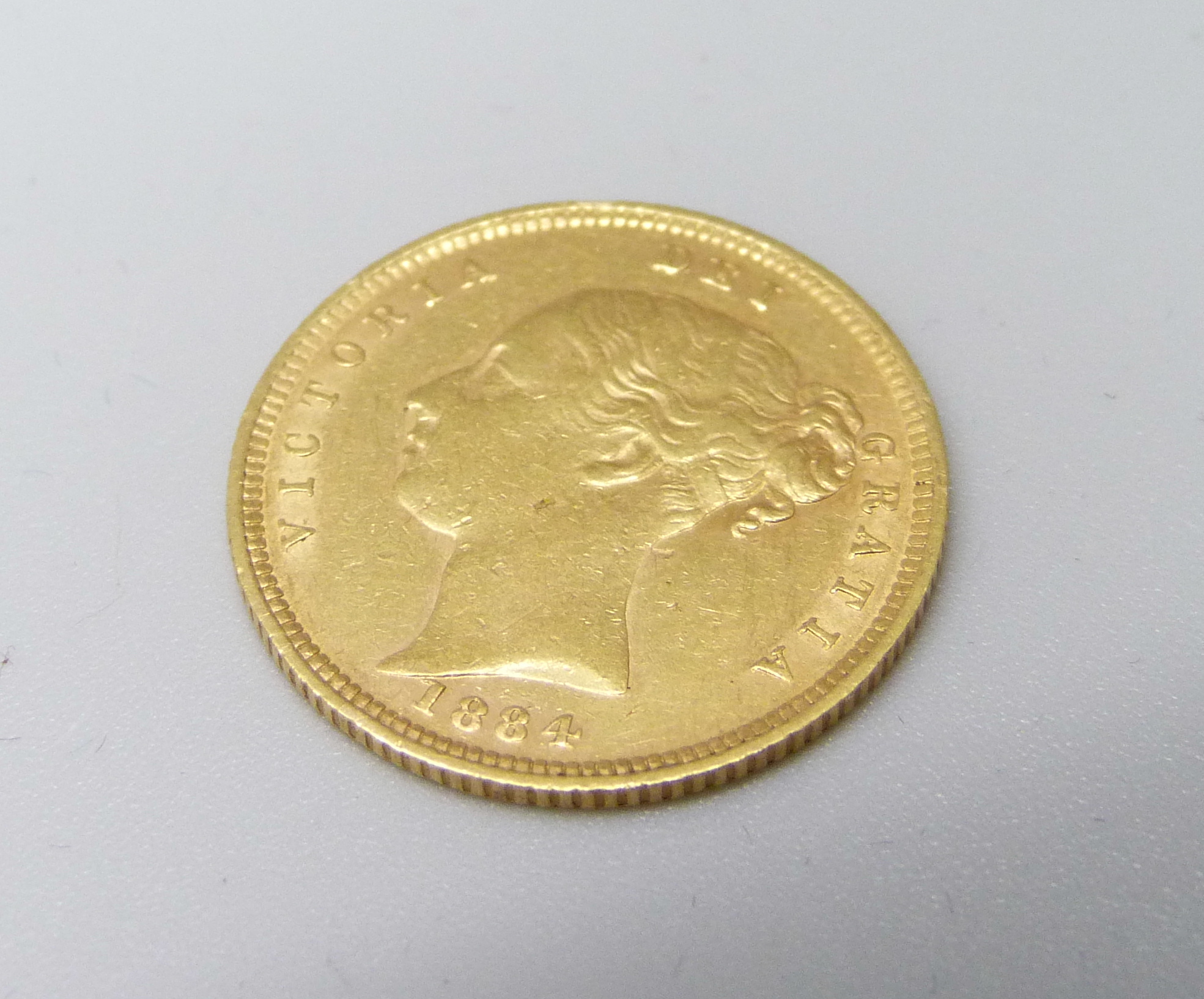 A Victorian 1884 half sovereign