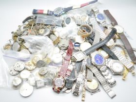 A collection of wristwatch parts