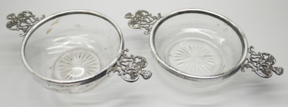 Two Victorian silver mounted glass dishes, William Comyns, London 1894