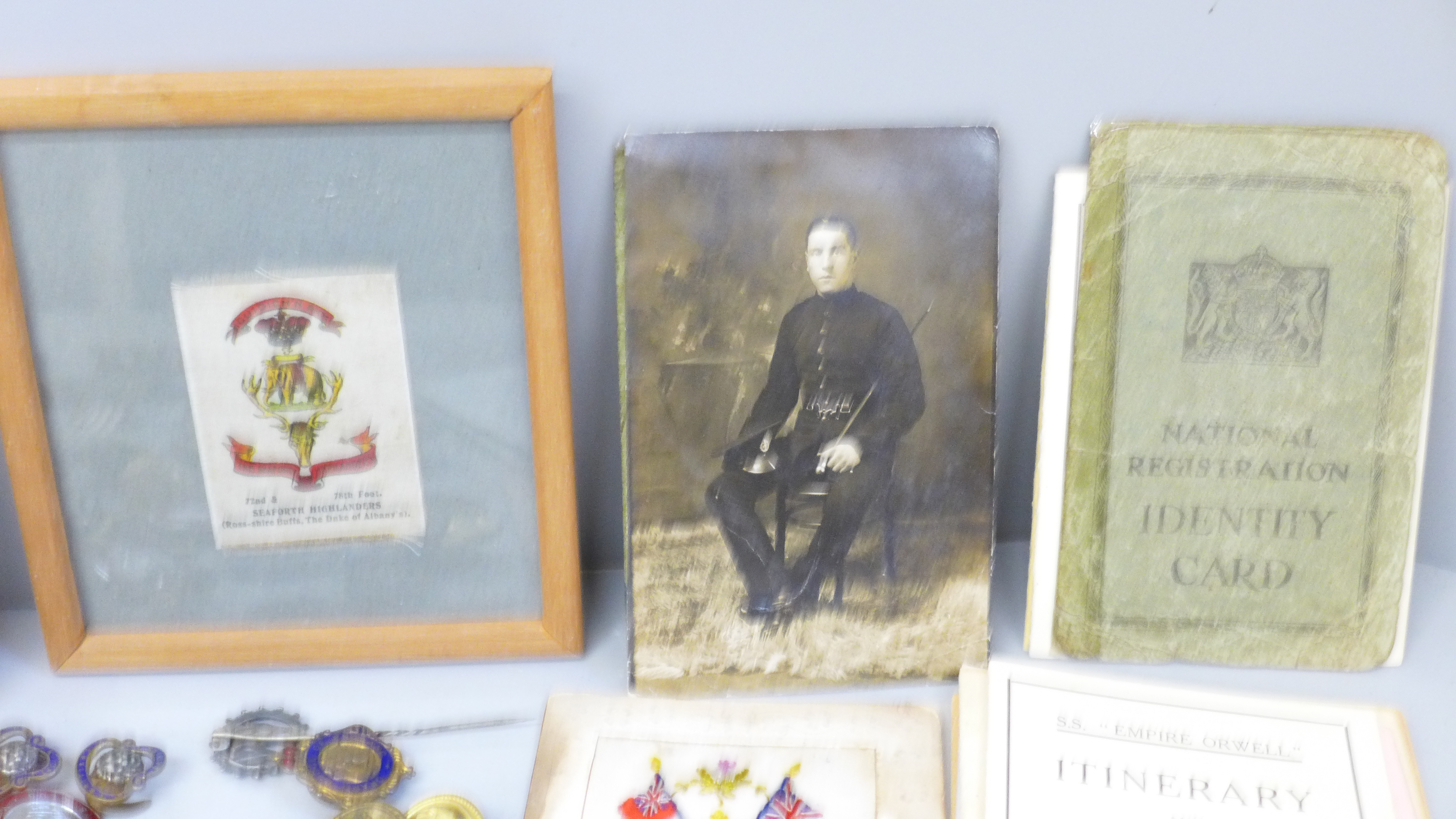 Military related items including silks, badges, buttons, flatware, postcards and a modern wristwatch - Image 3 of 8