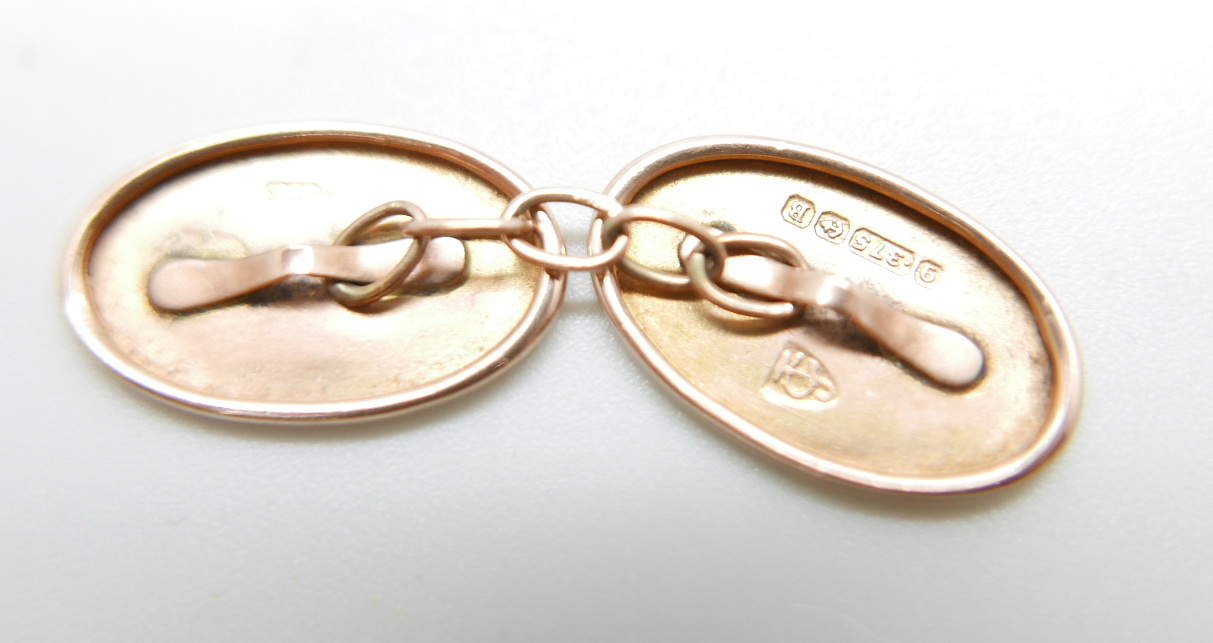 A pair of 9ct gold cufflinks, Birmingham 1926, 2.5g, boxed - Image 3 of 3