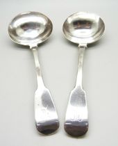 A pair of Georgian silver ladles, London 1827, 127g