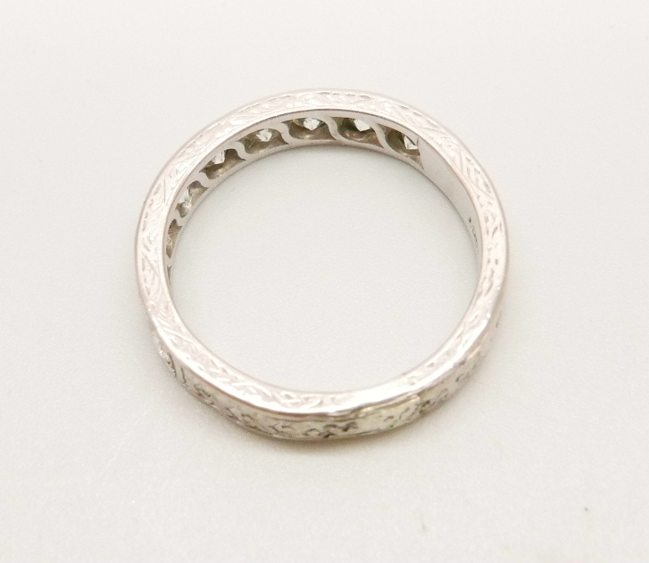 An 18ct white gold and nine diamond 1/2 eternity ring, approximately 1.40ct diamond weight, 7.1g, T - Image 3 of 5