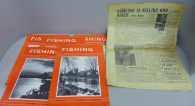 A First Edition of The Angler's Mail Newspaper, Thurs 11 June 1964 and six Editions of Fishing Fri