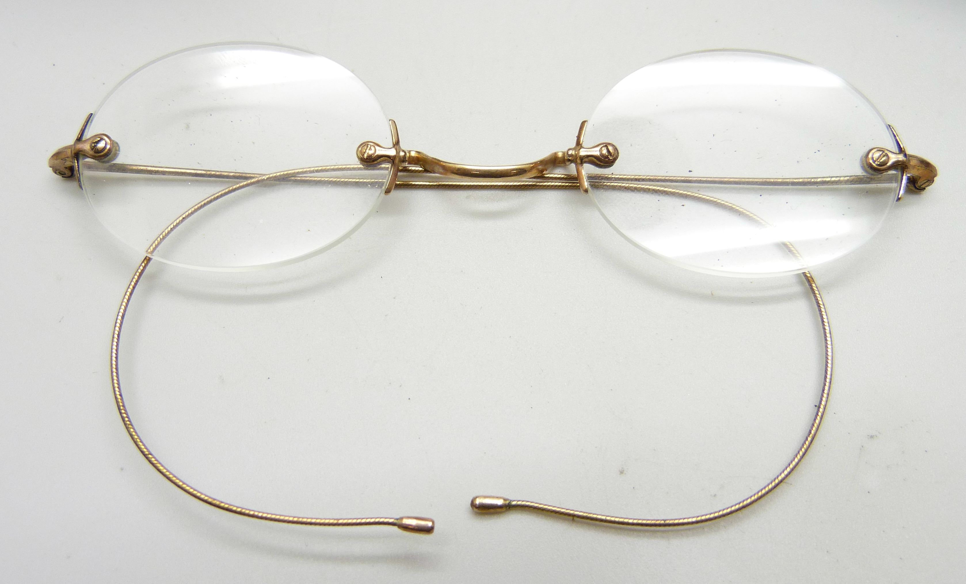 A pair of vintage spectacles, with case and box, marked Henry Laurance, 44 Hatton Garden - Image 2 of 3