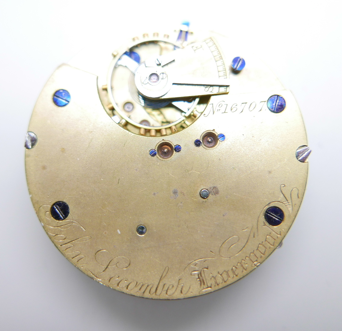 An Omega pocket watch movement and two centre seconds Chronograph movements - Image 6 of 7