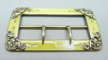A 935 silver and yellow enamel buckle, enamel a/f, 39mm x 70mm