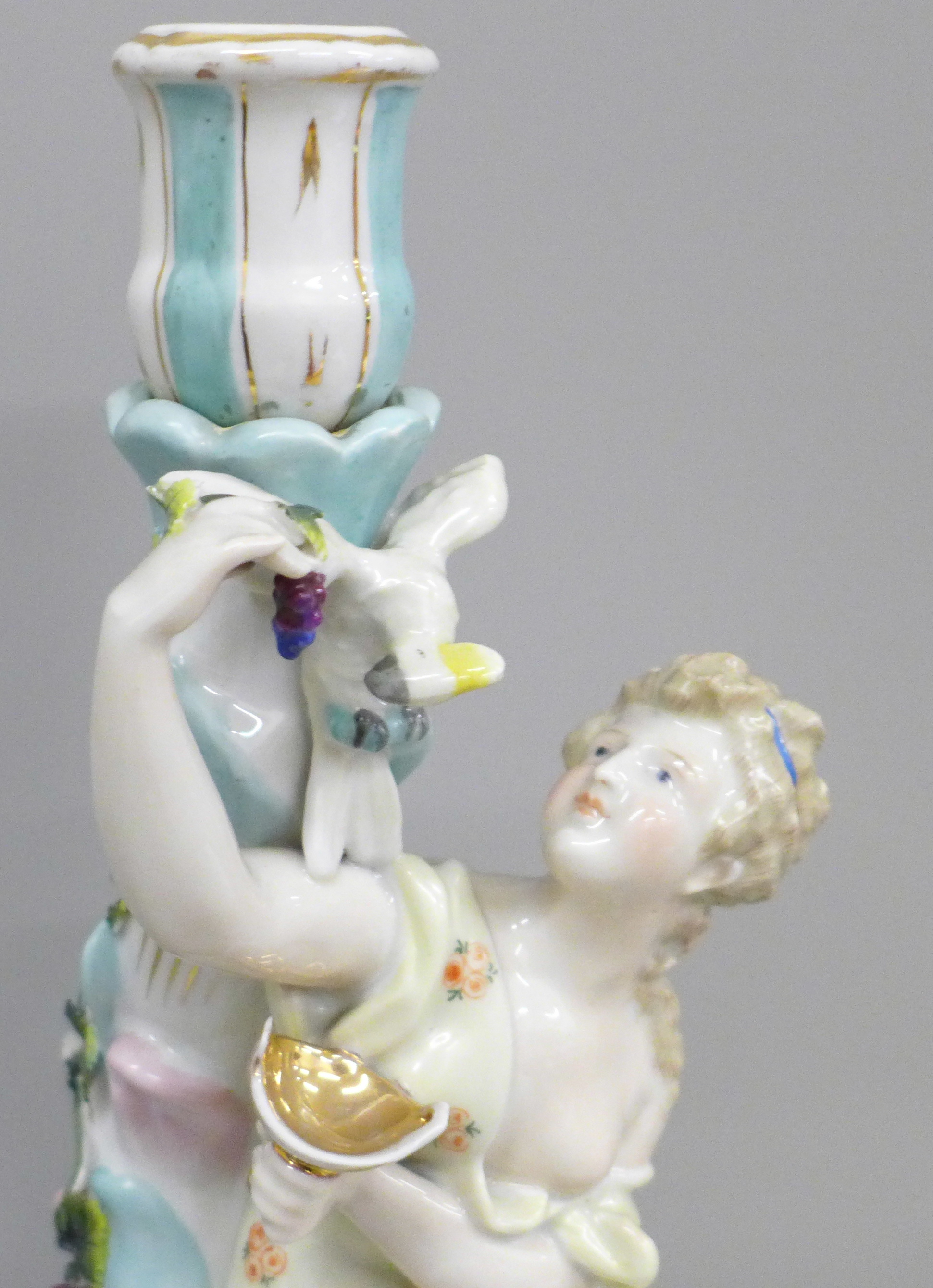 A German porcelain figural candlestick - Image 2 of 6