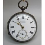 A silver cased pocket watch, the case hallmarked Birmingham 1891