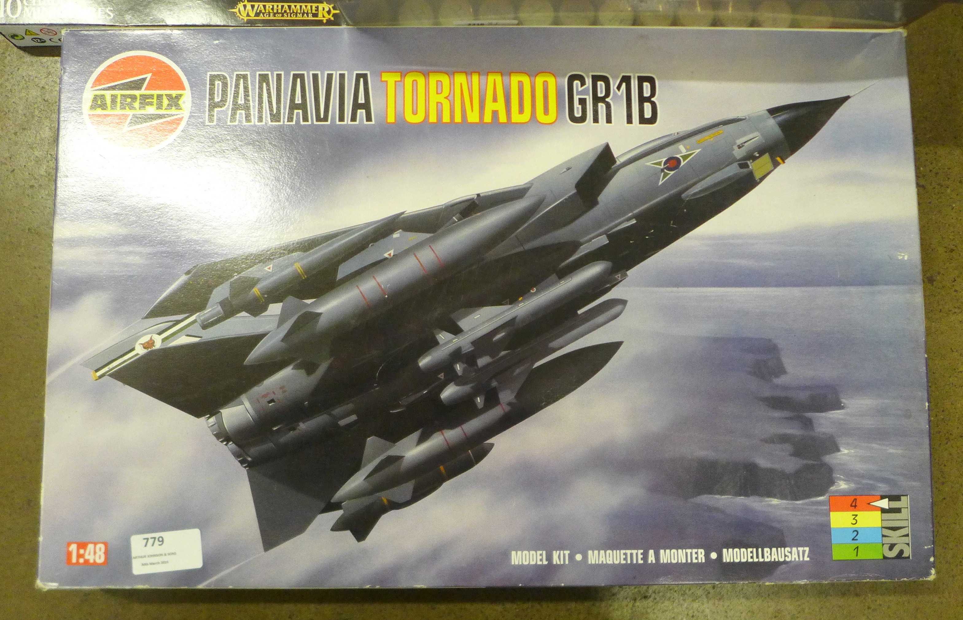 Over 100 tins of model paints, most Humbrol, two Warhammer model kits and an Airfix Panavia - Image 2 of 6