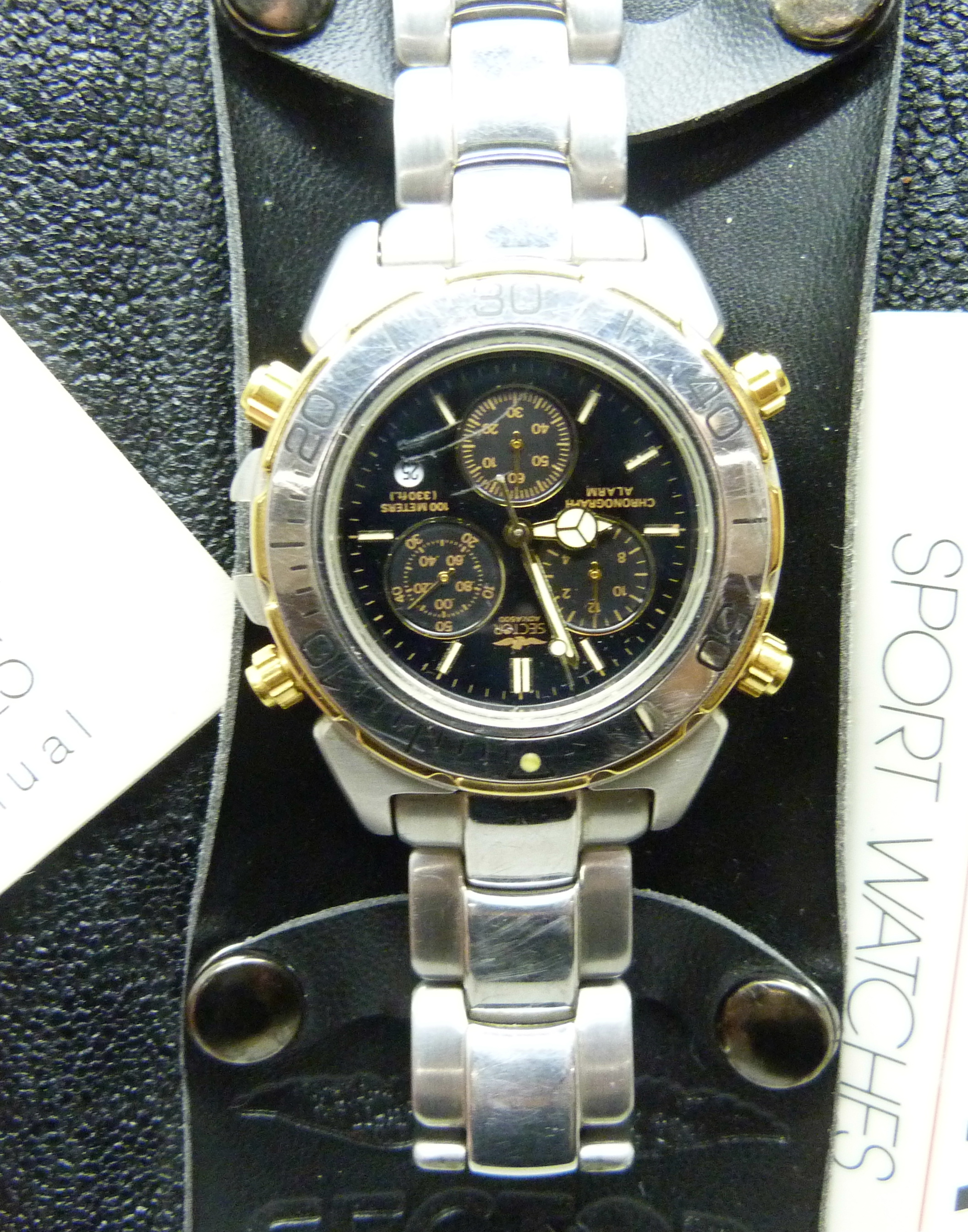 A Sector chronograph alarm wristwatch in soft pouch, with card and instructions - Image 3 of 3