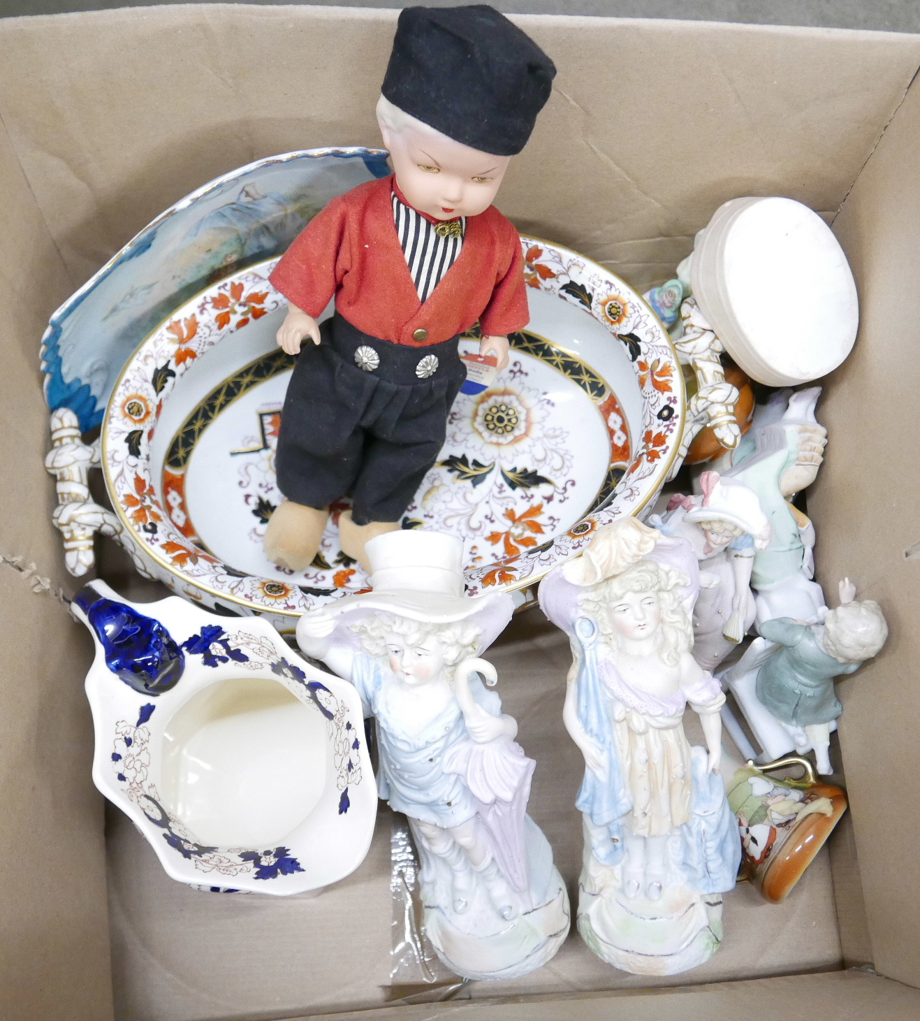 A collection of mixed china including Staffordshire, Bisque figures, China dog, Rozetta doll, - Image 2 of 2