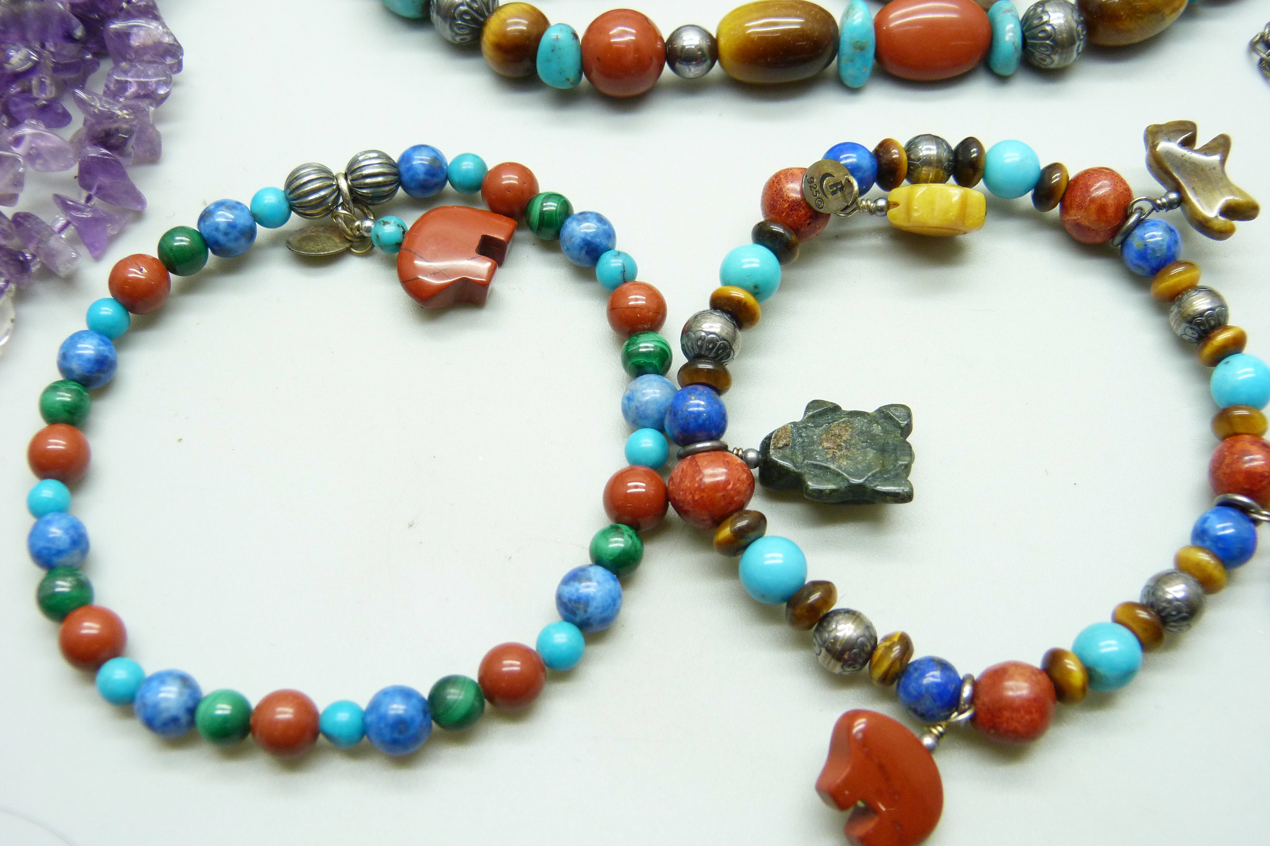 Gemstone necklaces, bracelets and earrings including turquoise, amethyst, etc. - Image 3 of 3