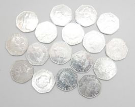 Seventeen Peter Rabbit 50p coins