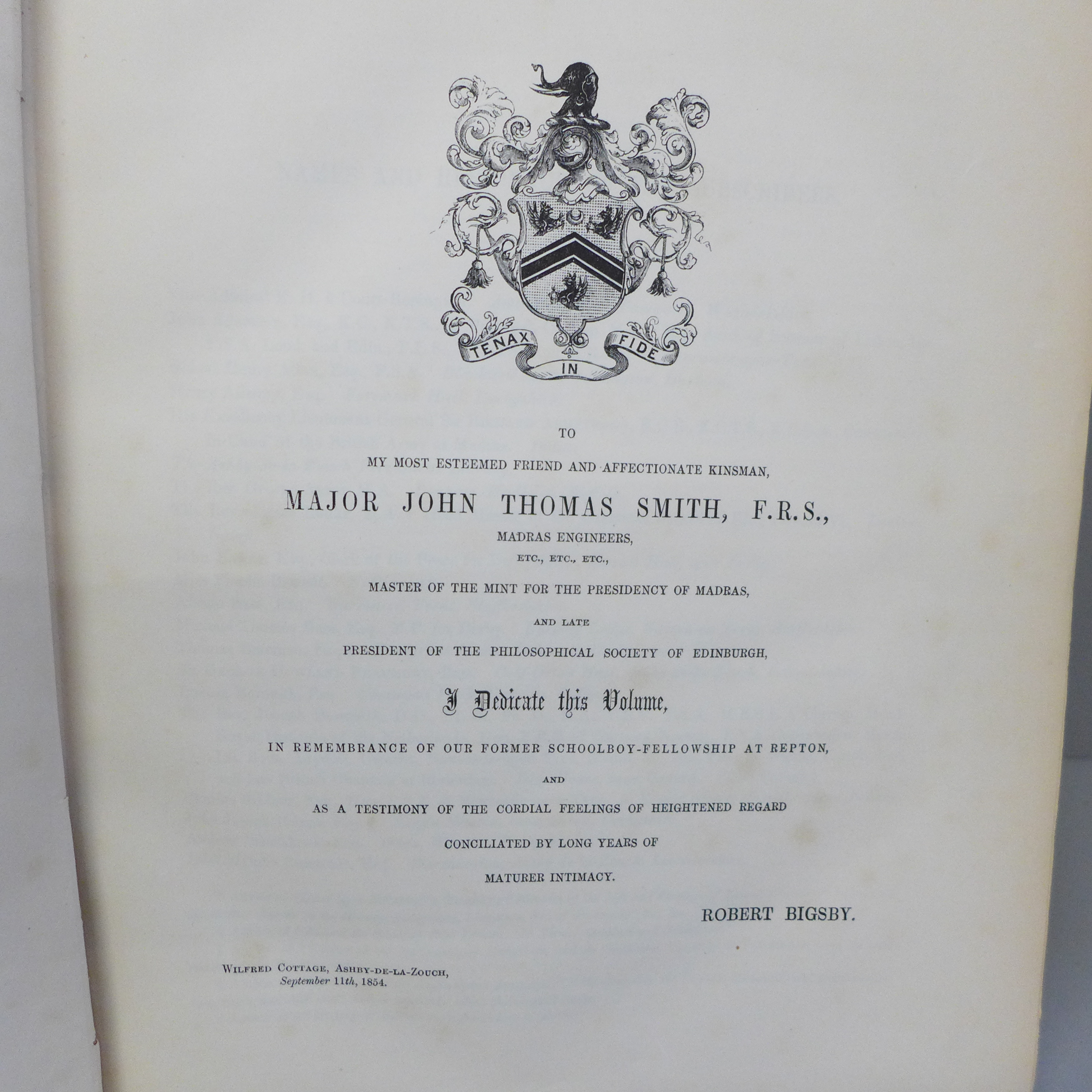 One volume, Bigsby's History of Repton, with illustrations, printed by Woodfall & Kinder, 1858 - Image 3 of 6