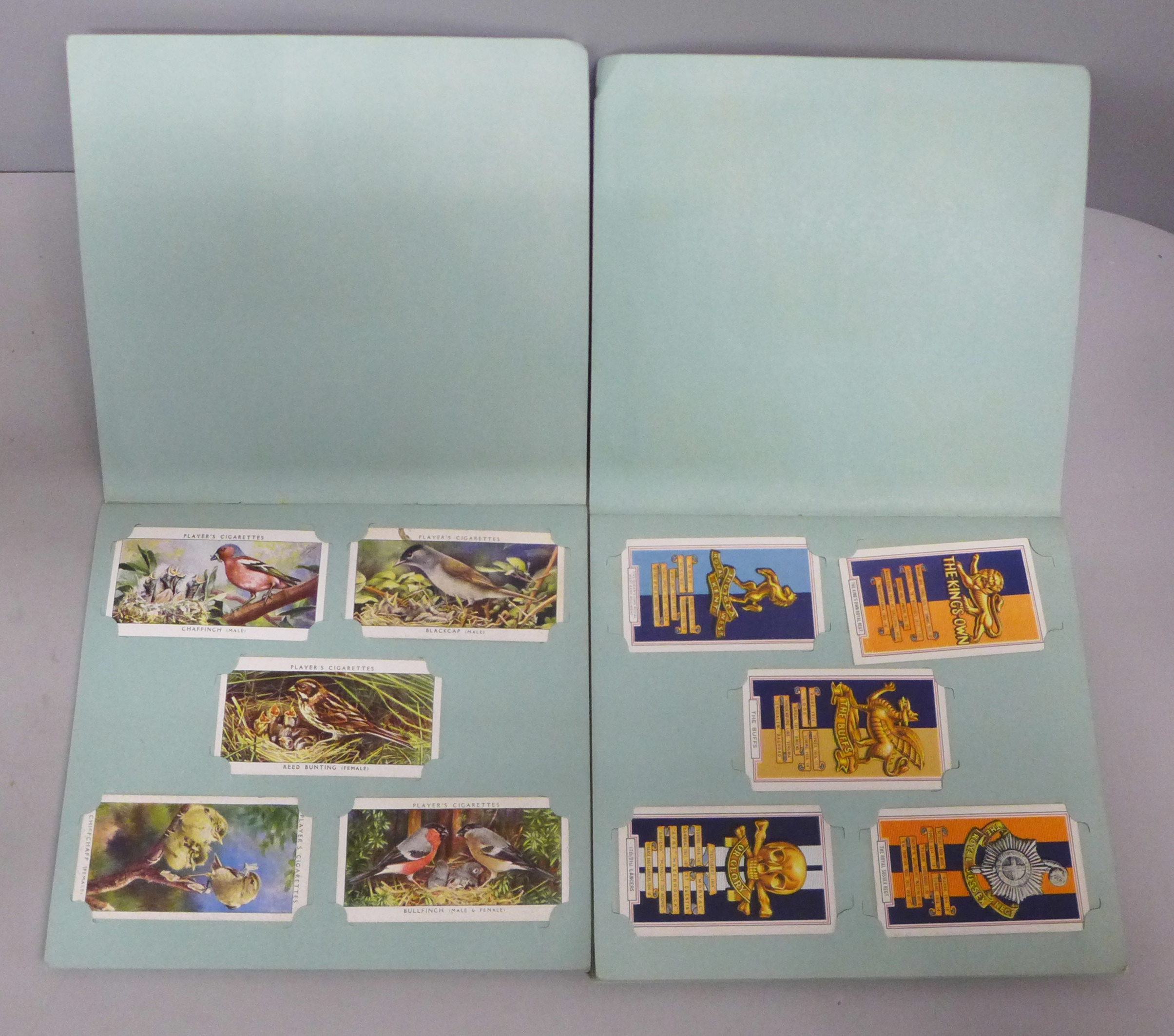 A Players cigarettes set of Birds cards in a picture album, Regimental crests cards in an album, - Image 7 of 11