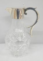 A silver topped glass claret jug, Goldsmiths and Silversmiths