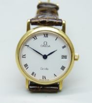 A lady's 18ct gold cased Omega De Ville wristwatch, 24mm case