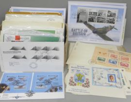 A box of stamps, mini sheets on cover, Worldwide mixture of mainly first day covers