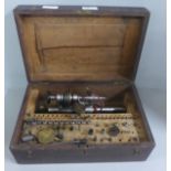 A watchmakers lathe, Lorch Schmidt & Co. with chucks, collets, etc, cased
