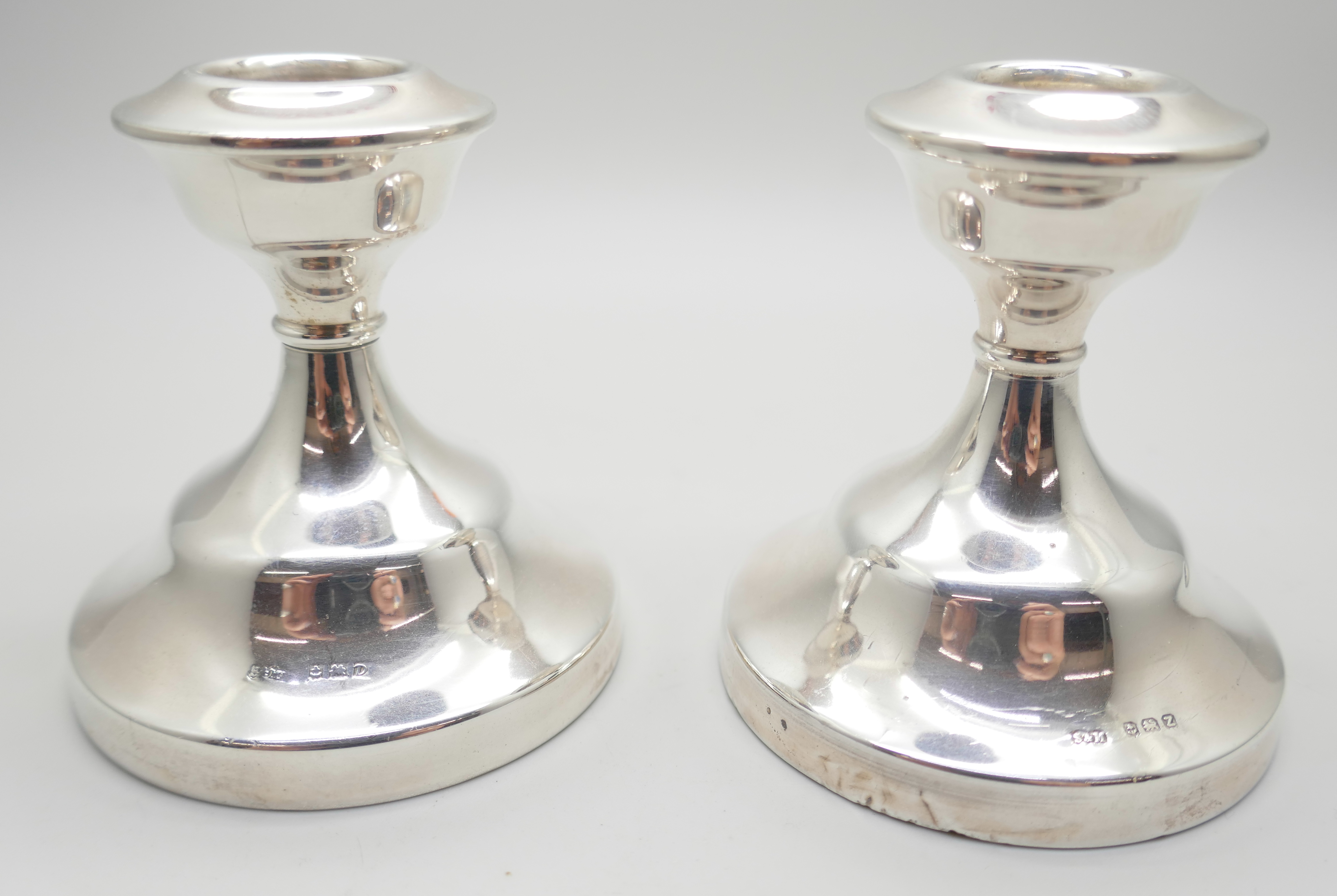 A matched pair of silver dwarf candlesticks - Image 2 of 3