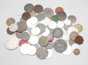 A mixed lot of tokens, transport tokens, etc.