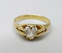 An 18ct gold and diamond solitaire ring, 2.2g, J, approximately 0.5ct diamond weight