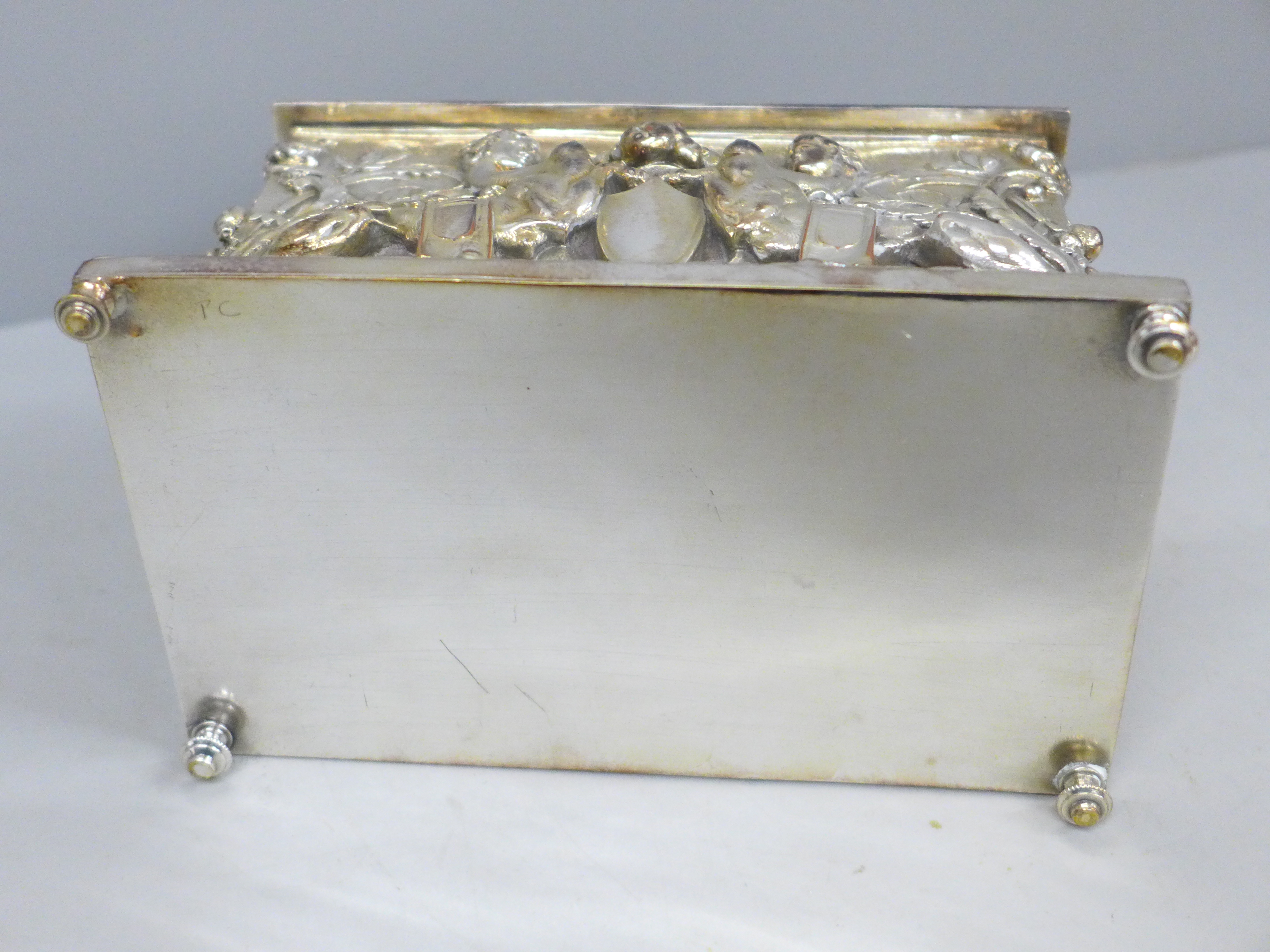 A Sheffield plate on copper jewellery casket, 16cm x 9.5cm - Image 7 of 9