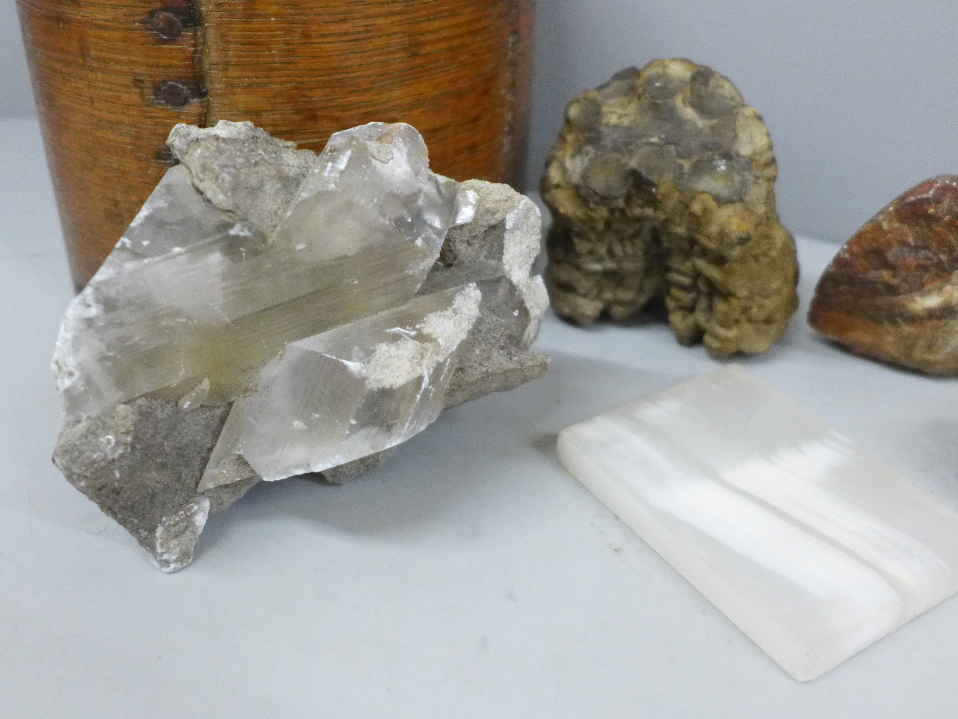 A collection of mineral samples, smoky quartz fossil, agate, etc., seven in total - Image 3 of 4