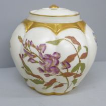 A Royal Worcester pot pourri and cover, 1313 backstamp, lacking outer top